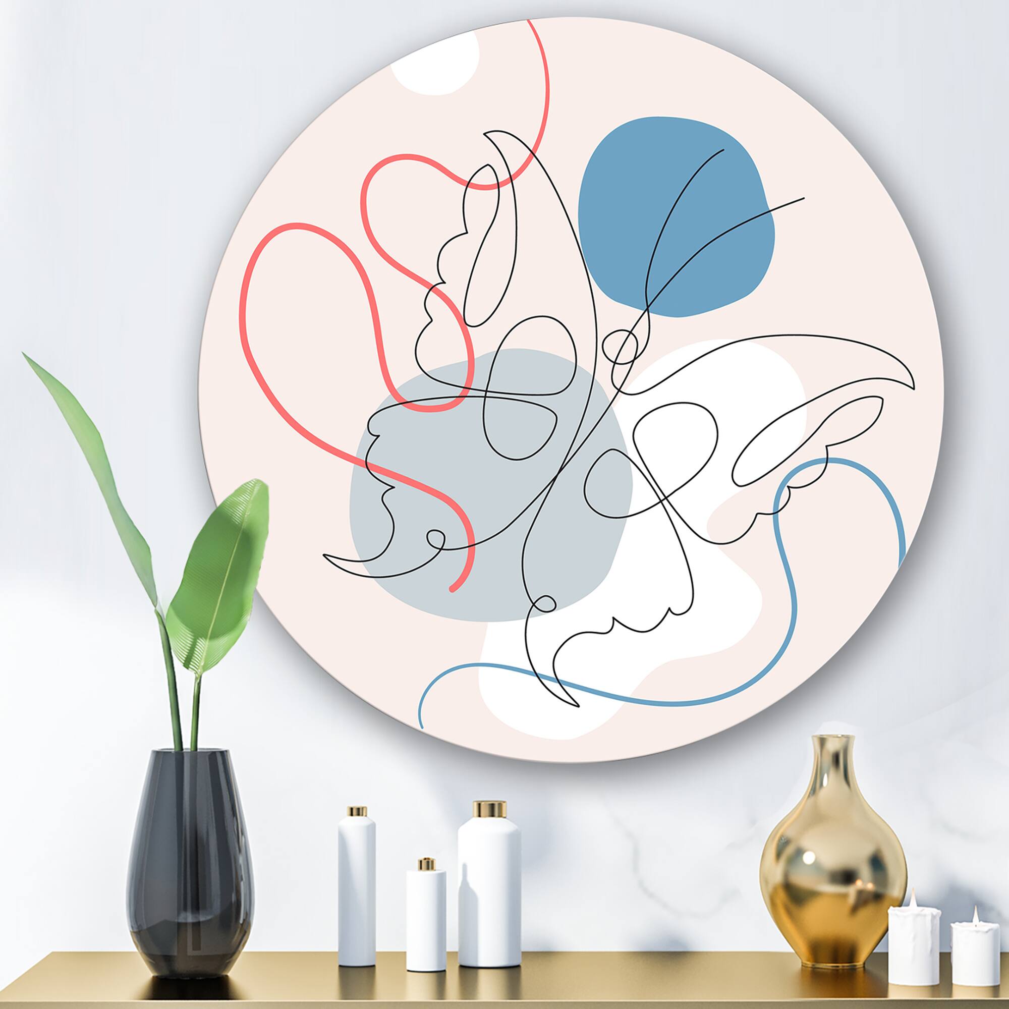 Designart - Butterfly One Line Drawing On Cubism Shapes I